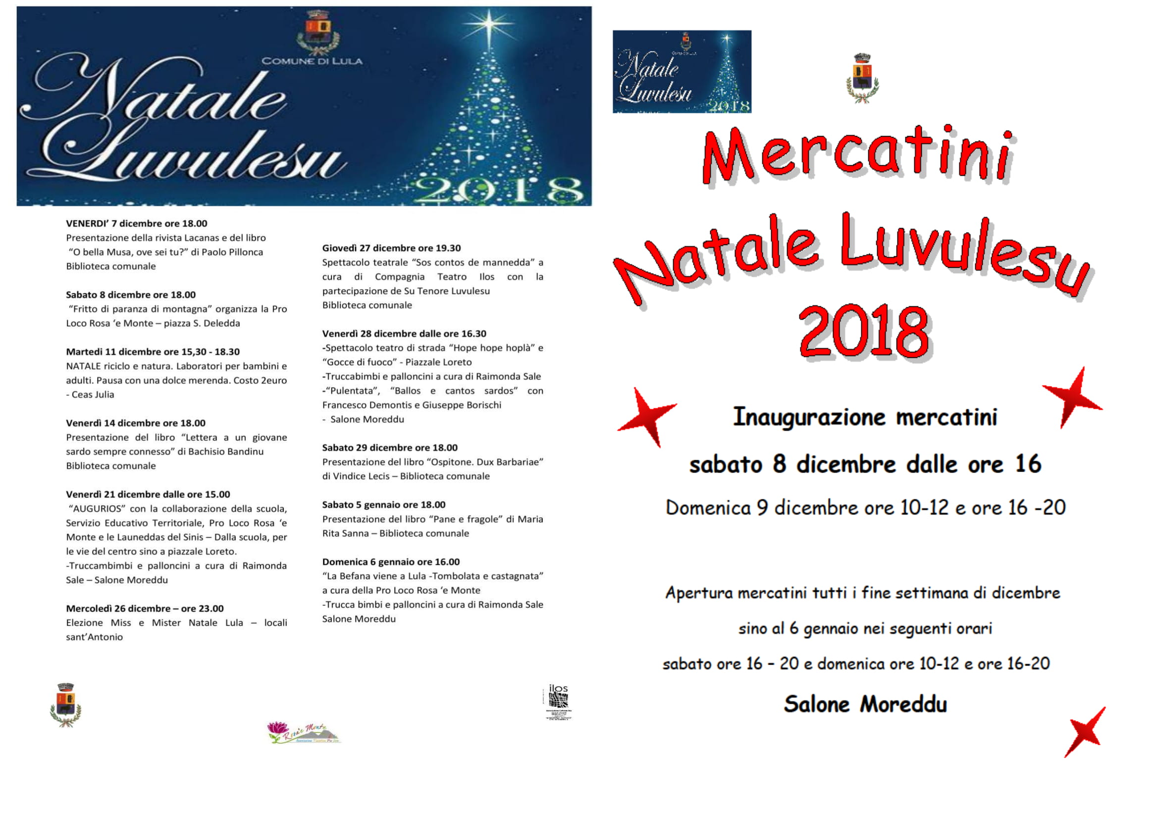 NATALE LUVULESU 2018 : Programma eventi