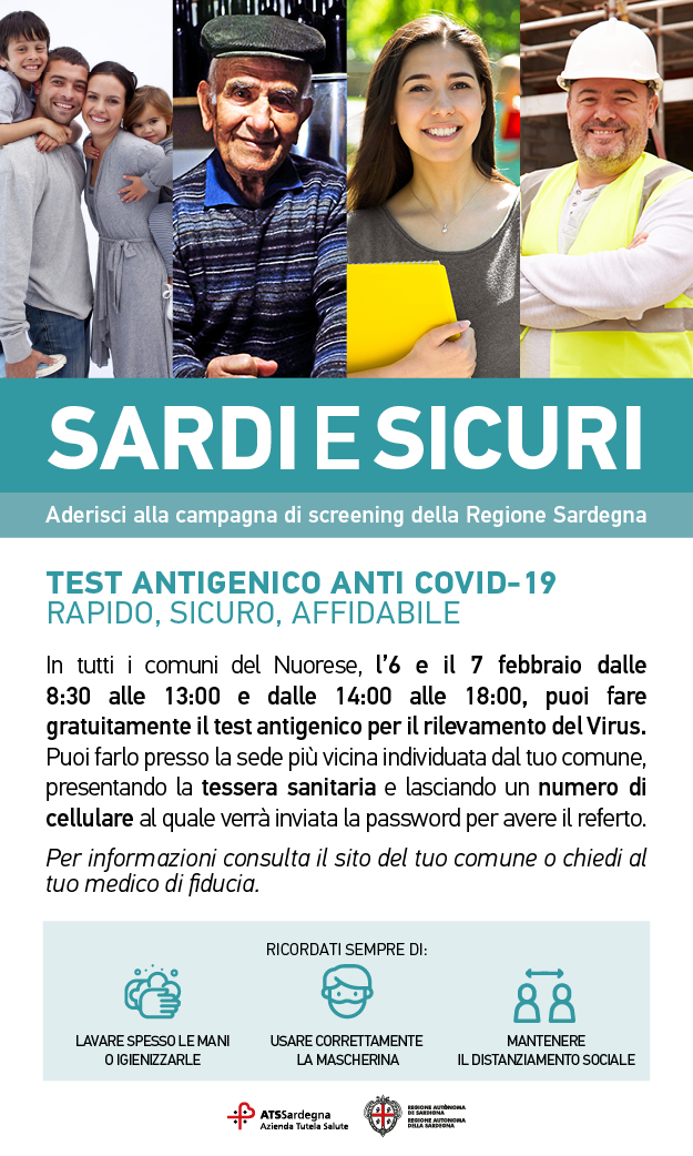 CAMPAGNA DI SCREENING ANTI-COVID-19 'SARDI E SICURI'